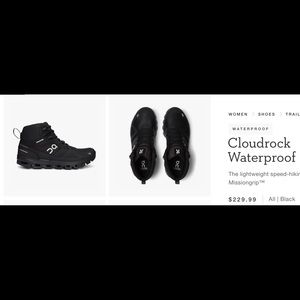 Black waterproof hiking on clouds
